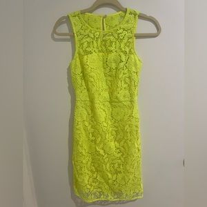 J.Crew neon yellow lace cocktail dress
